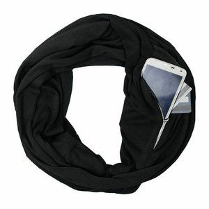 Beyond Yoga Hidden Pocket Infinity Scarf Black with Zipper Pocket